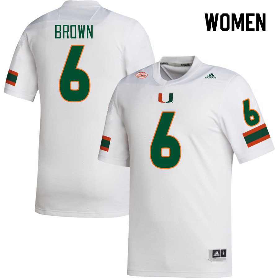 Women #6 Damari Brown Miami Hurricanes College Football Jerseys Stitched Sale-White